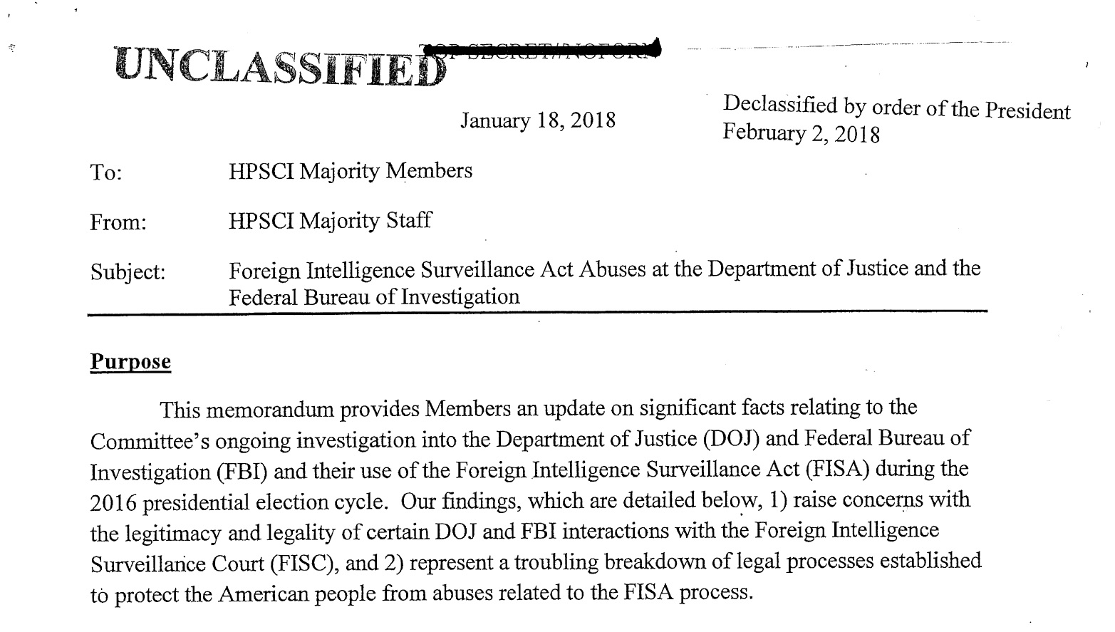 Nunes Memo Released: Disputed Dossier Was Key To FBI’s FISA Warrant To Surveil Trump Admin ...